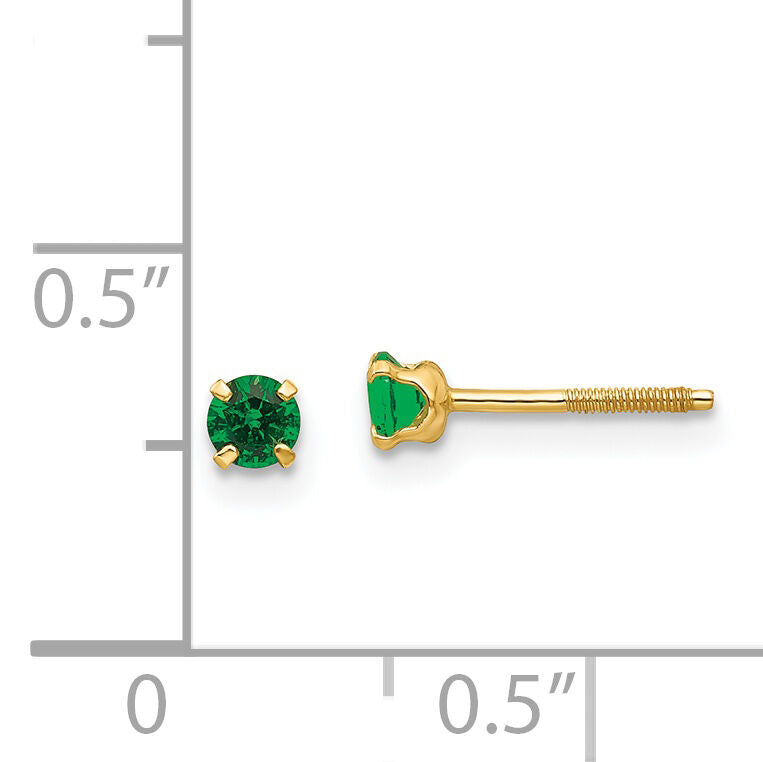 14k Madi K 3mm Imitation Emerald Birthstone Earrings (May)-GK197
