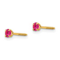 14k Madi K 3mm Imitation Ruby Birthstone Earrings (Jul)-GK199
