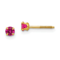 14k Madi K 3mm Imitation Ruby Birthstone Earrings (Jul)-GK199