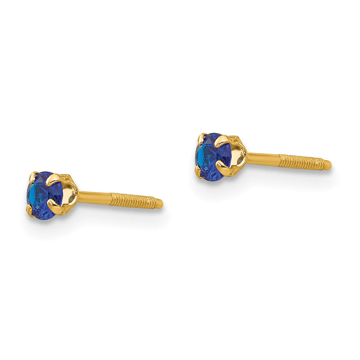 14k Madi K 3mm Imitation Sapphire Birthstone Earrings (Sep)-GK201