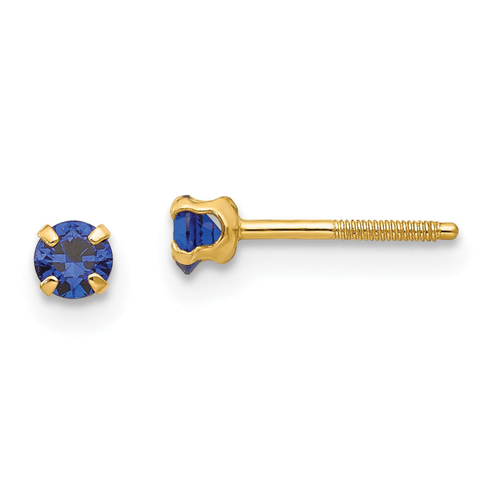 14k Madi K 3mm Imitation Sapphire Birthstone Earrings (Sep)-GK201