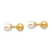 14k Madi K Reversible 3.75-4mm FW Cultured Pearl & Gold Ball Earrings-GK227