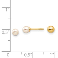 14k Madi K Reversible 3.75-4mm FW Cultured Pearl & Gold Ball Earrings-GK227