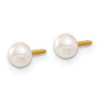 14k Madi K 4-5mm Button FW Cultured Pearl Screwback Earrings-GK247