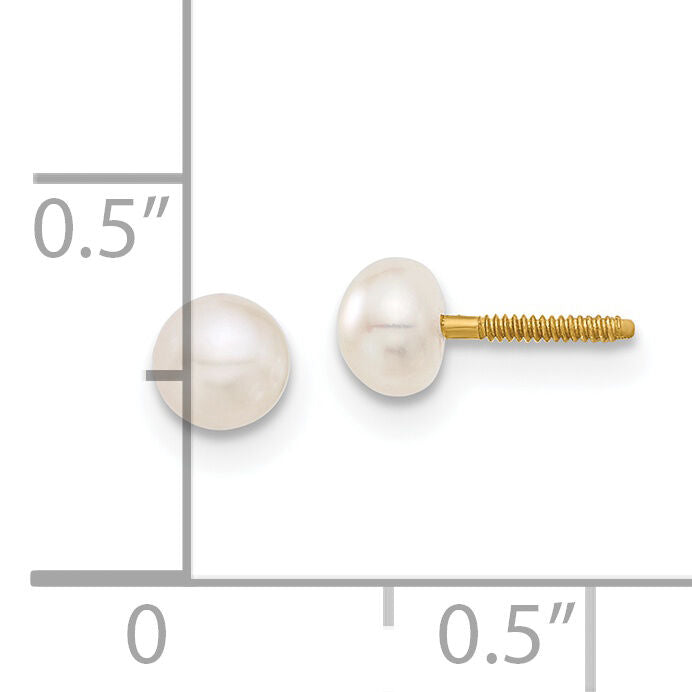 14k Madi K 4-5mm Button FW Cultured Pearl Screwback Earrings-GK247