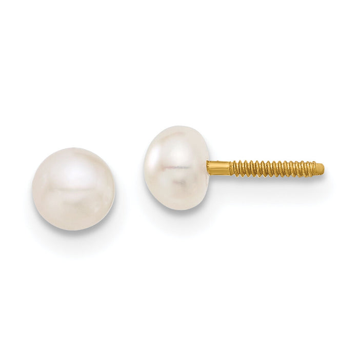 14k Madi K 4-5mm Button FW Cultured Pearl Screwback Earrings-GK247