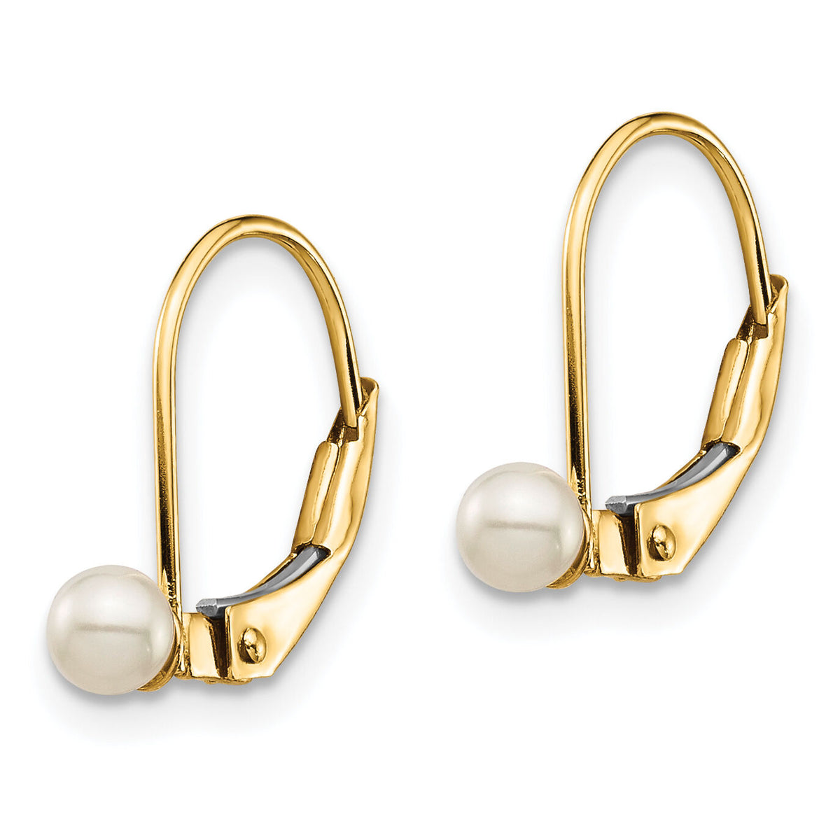 14K Madi K 3-4mm White Round FW Cultured Pearl Leverback Earrings-GK250
