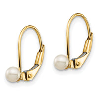14K Madi K 3-4mm White Round FW Cultured Pearl Leverback Earrings-GK250