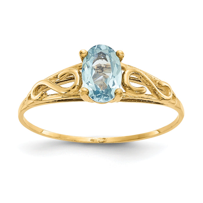 14k Madi K Synthetic Aquamarine Ring-GK277