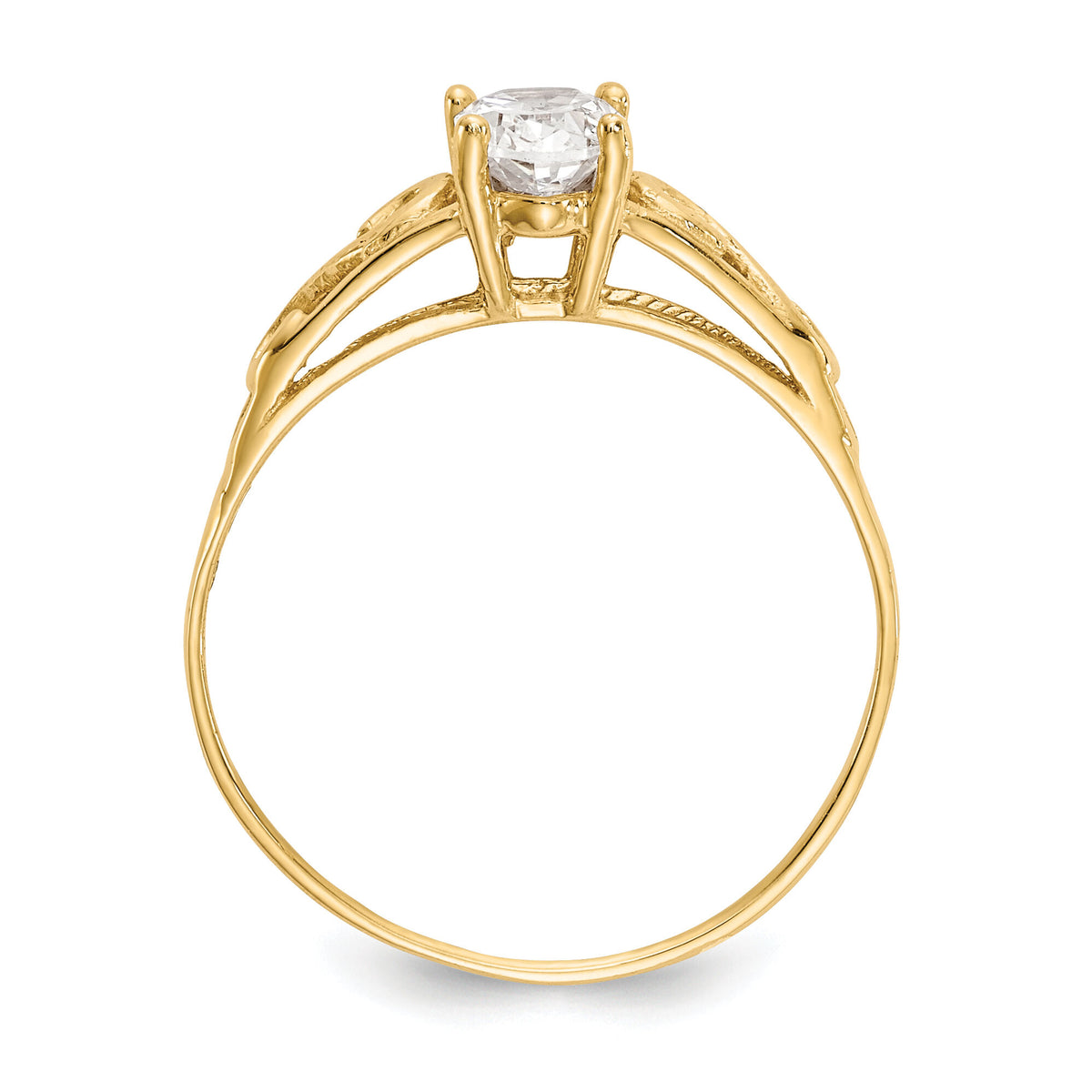 14k Madi K Synthetic White Spinel Ring-GK278