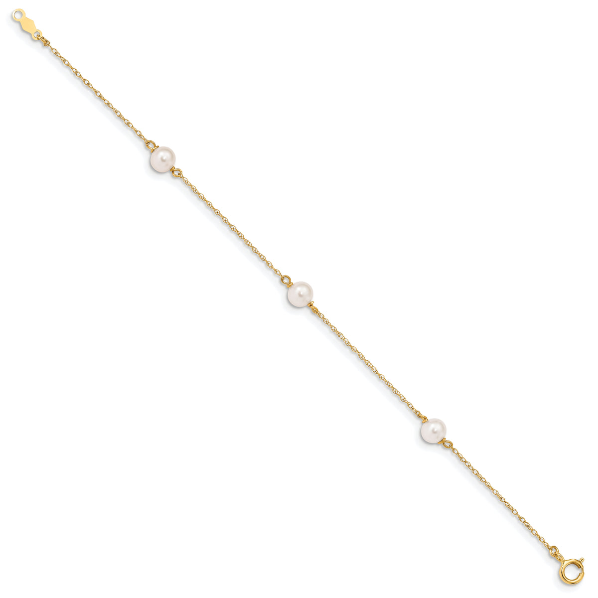 14K Madi K 5-6mm White Near-Round FWC Pearl 3-station Bracelet-GK321-6