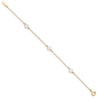 14K Madi K 5-6mm White Near-Round FWC Pearl 3-station Bracelet-GK321-6