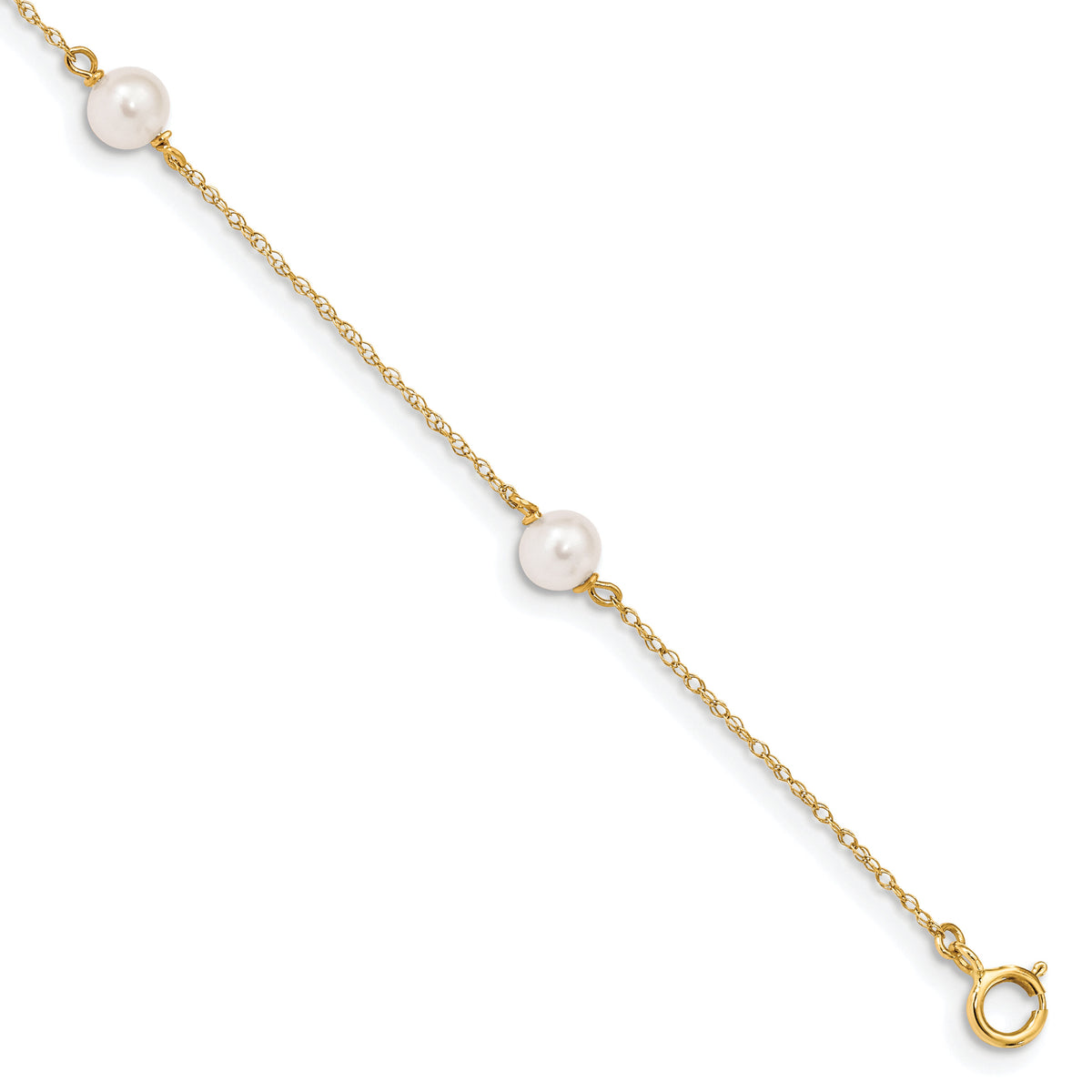 14K Madi K 5-6mm White Near-Round FWC Pearl 3-station Bracelet-GK321-6