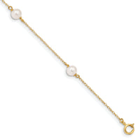 14K Madi K 5-6mm White Near-Round FWC Pearl 3-station Bracelet-GK321-6