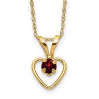 14k Madi K 3mm Garnet Heart Birthstone Necklace-GK400-15