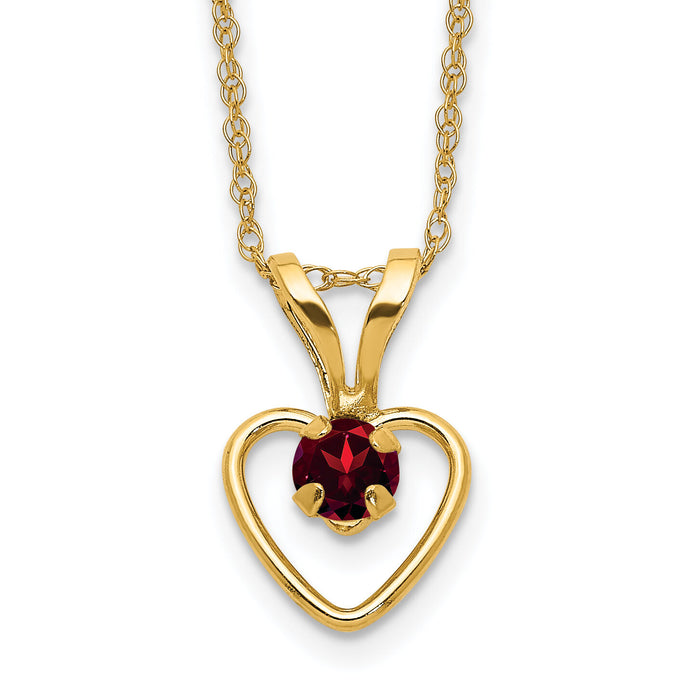 14k Madi K 3mm Garnet Heart Birthstone Necklace-GK400-15