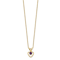14k Madi K 3mm Amethyst Heart Birthstone Necklace-GK401-15