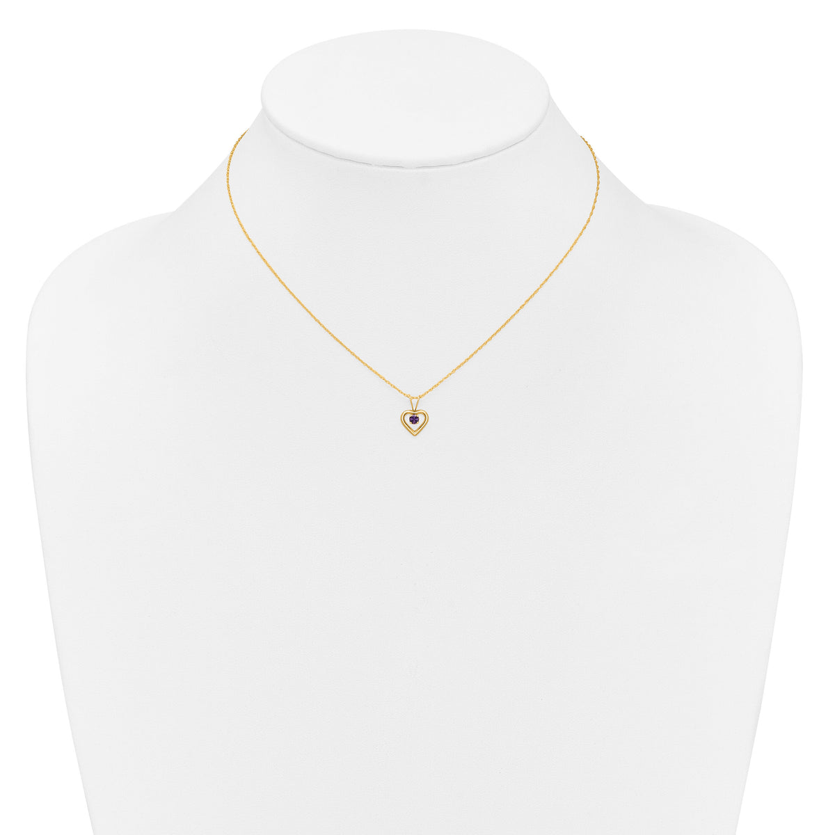 14k Madi K 3mm Amethyst Heart Birthstone Necklace-GK401-15