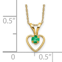 14k Madi K 3mm Emerald Heart Birthstone Necklace-GK407-15