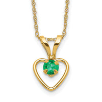 14k Madi K 3mm Emerald Heart Birthstone Necklace-GK407-15