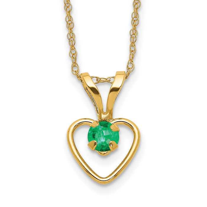 14k Madi K 3mm Emerald Heart Birthstone Necklace-GK407-15