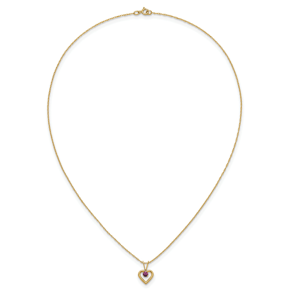14k Madi K 3mm Rhodolite Garnet Heart Birthstone Necklace-GK408-15