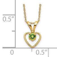 14k Madi K 3mm Peridot Heart Birthstone Necklace-GK410-15