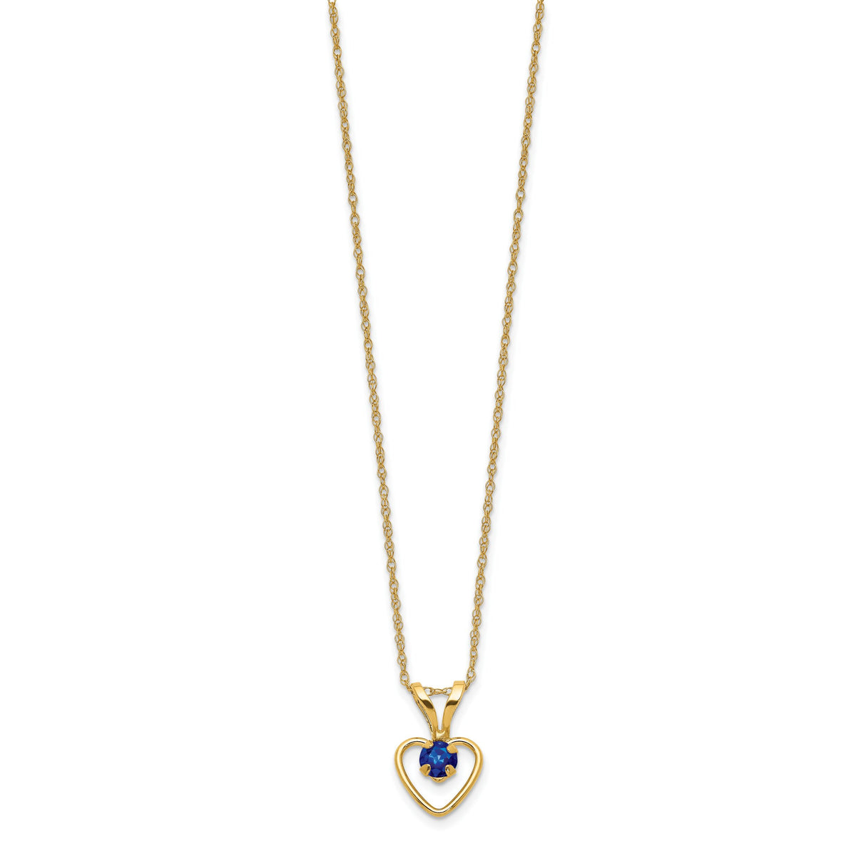 14k Madi K 3mm Sapphire Heart Birthstone Necklace-GK411-15