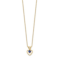 14k Madi K 3mm Sapphire Heart Birthstone Necklace-GK411-15