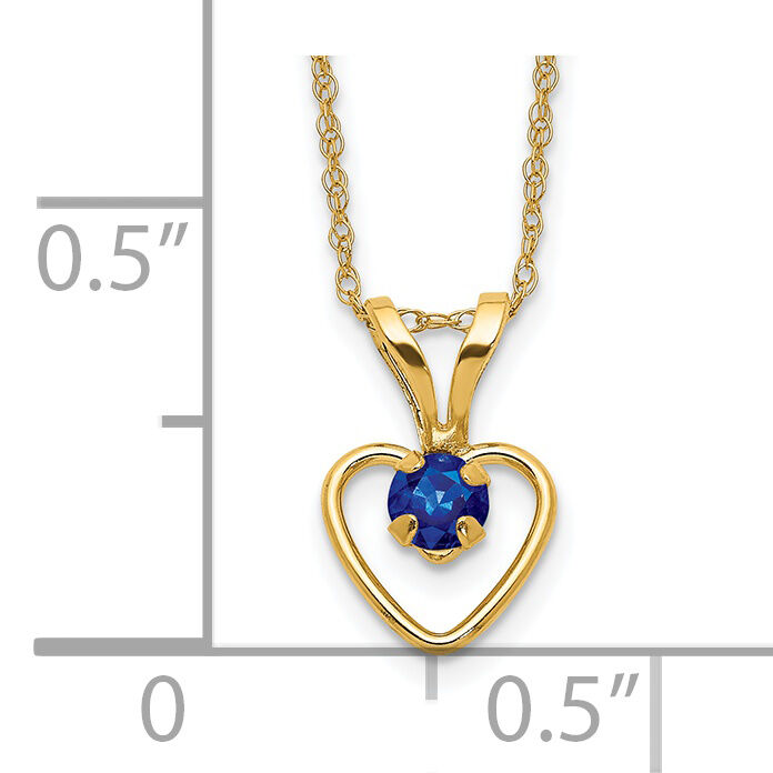 14k Madi K 3mm Sapphire Heart Birthstone Necklace-GK411-15