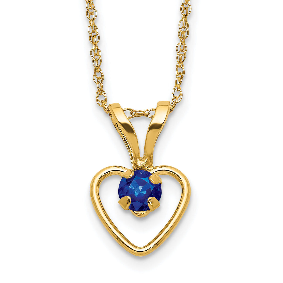 14k Madi K 3mm Sapphire Heart Birthstone Necklace-GK411-15