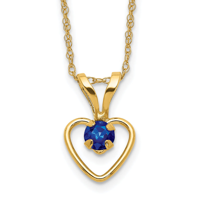 14k Madi K 3mm Sapphire Heart Birthstone Necklace-GK411-15