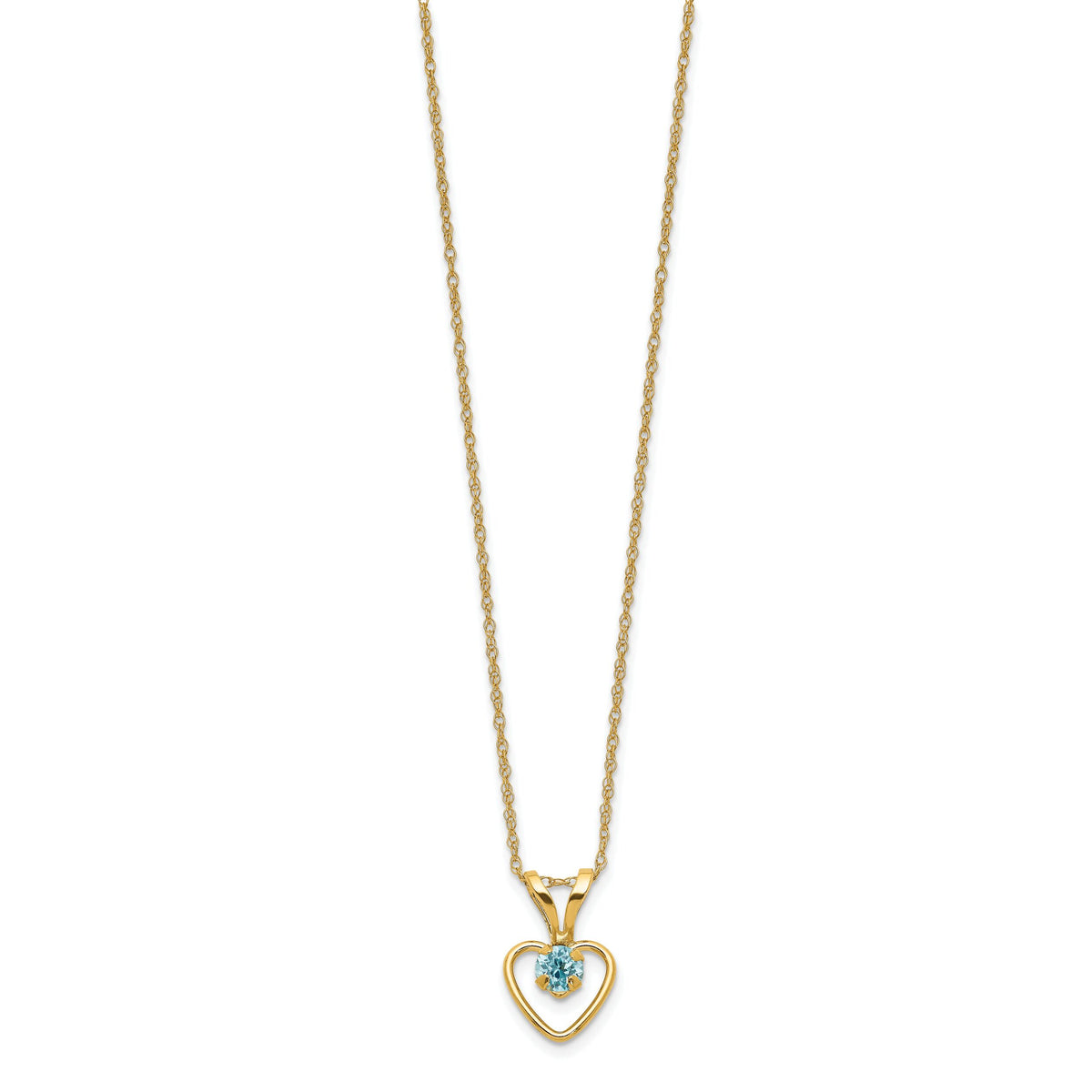 14k Madi K 3mm Blue Zircon Heart Birthstone Necklace-GK414-15