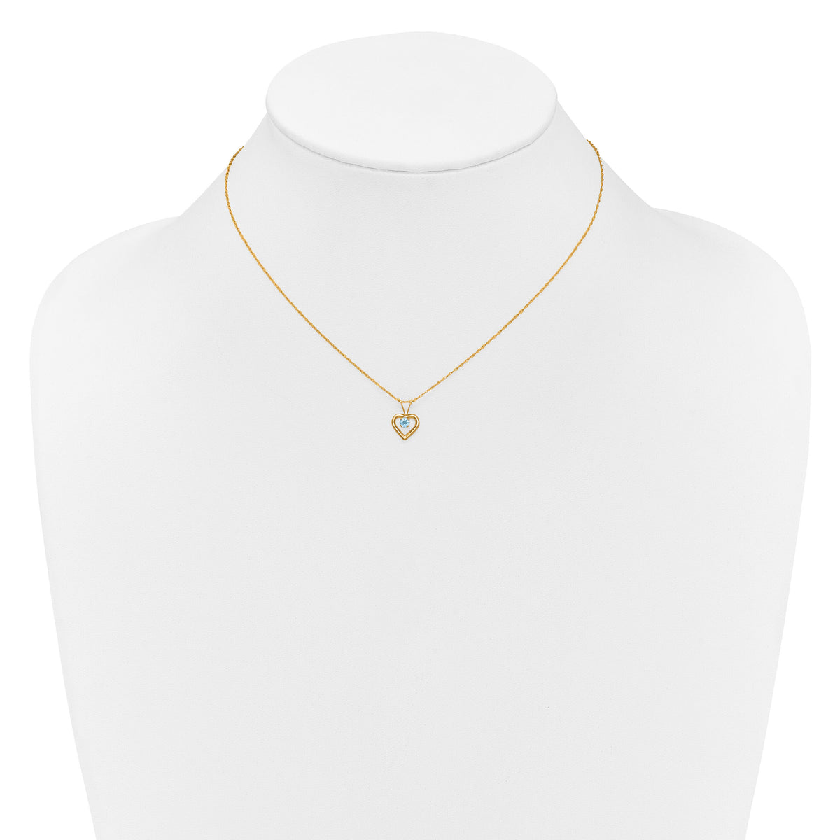 14k Madi K 3mm Blue Zircon Heart Birthstone Necklace-GK414-15