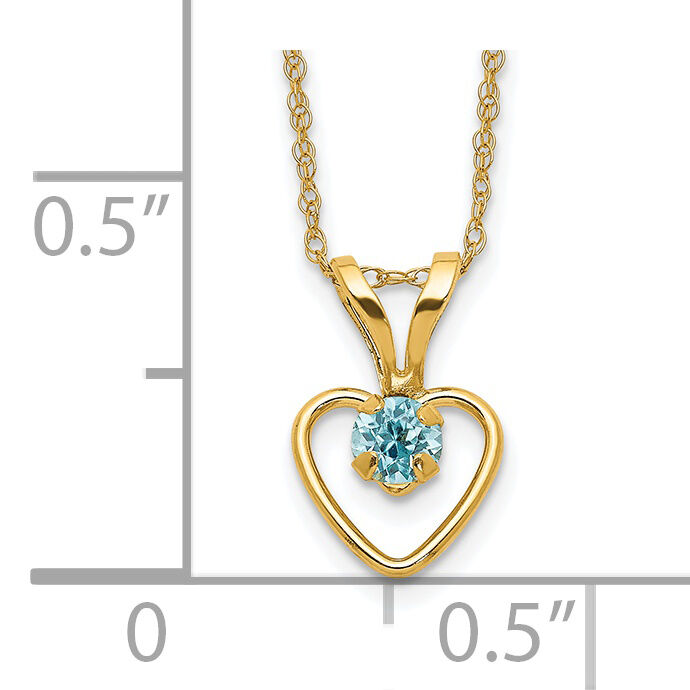 14k Madi K 3mm Blue Zircon Heart Birthstone Necklace-GK414-15