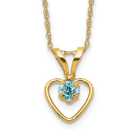 14k Madi K 3mm Blue Zircon Heart Birthstone Necklace-GK414-15