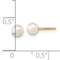 14K Madi K 4-5mm White Near Round FWCPearl Stud Post Screwback Earrings-GK415