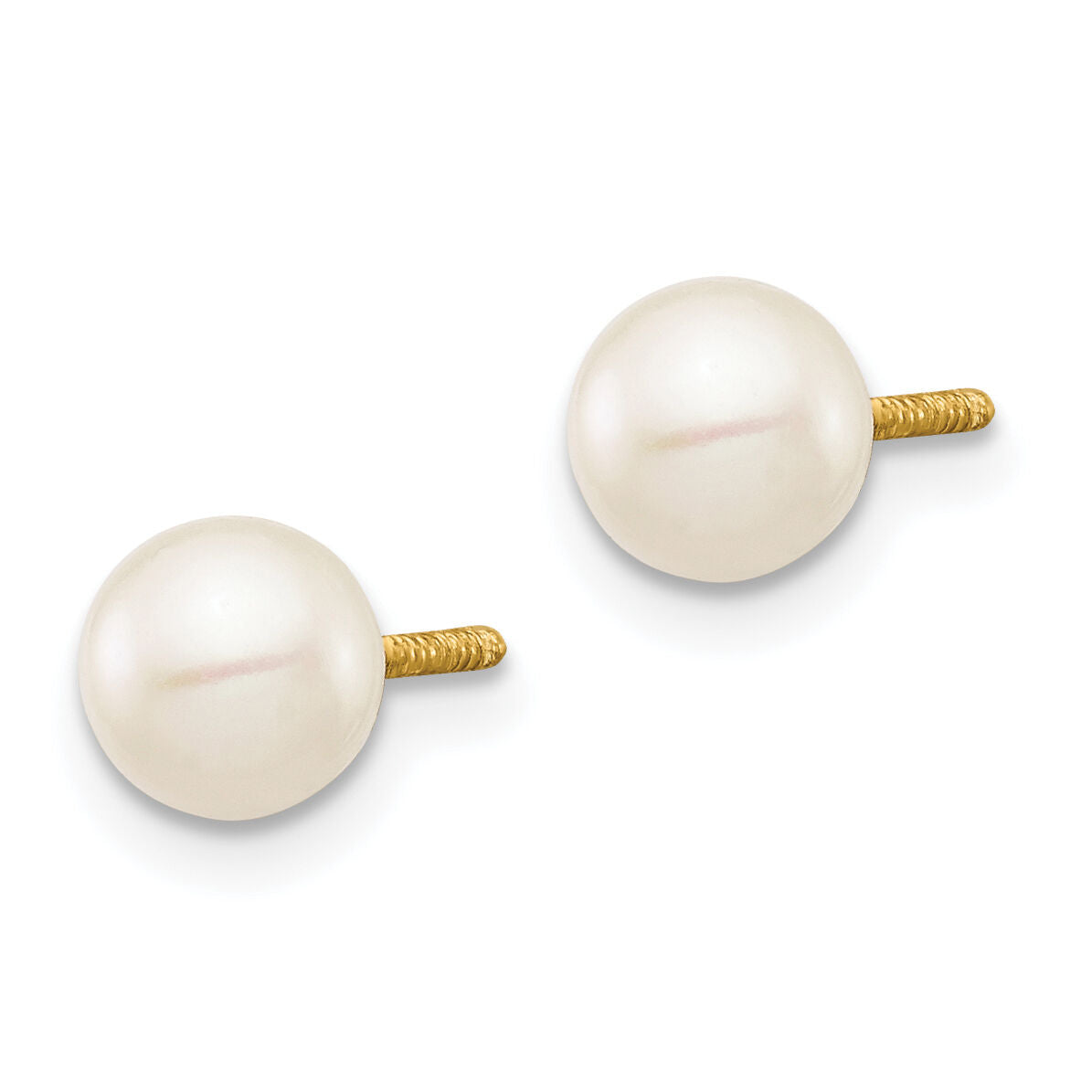 14k Madi K 5-6mm White Near Round Freshwater Cultured Pearl Post Earrings-GK416