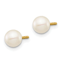 14k Madi K 5-6mm White Near Round Freshwater Cultured Pearl Post Earrings-GK416