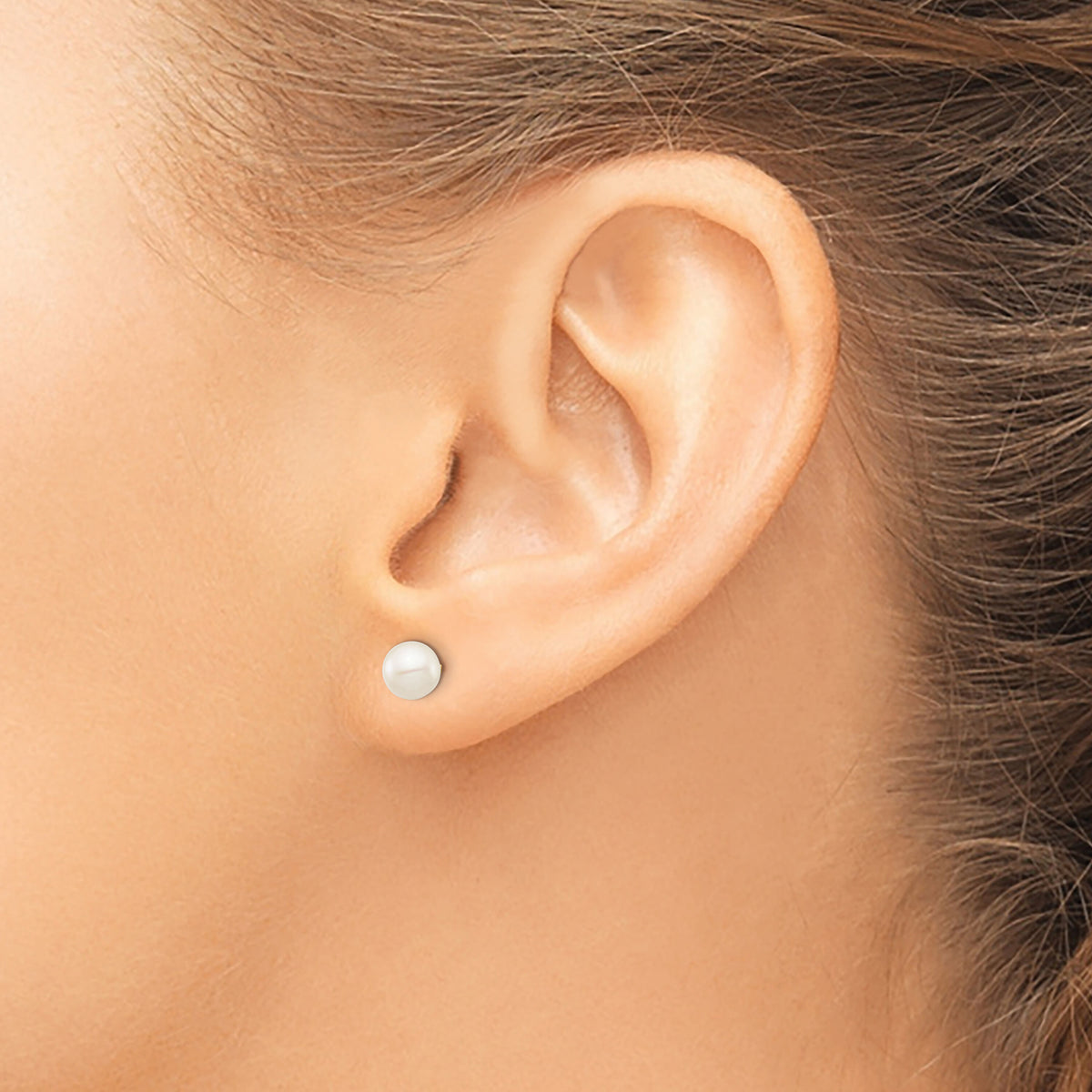 14k Madi K 5-6mm White Near Round Freshwater Cultured Pearl Post Earrings-GK416
