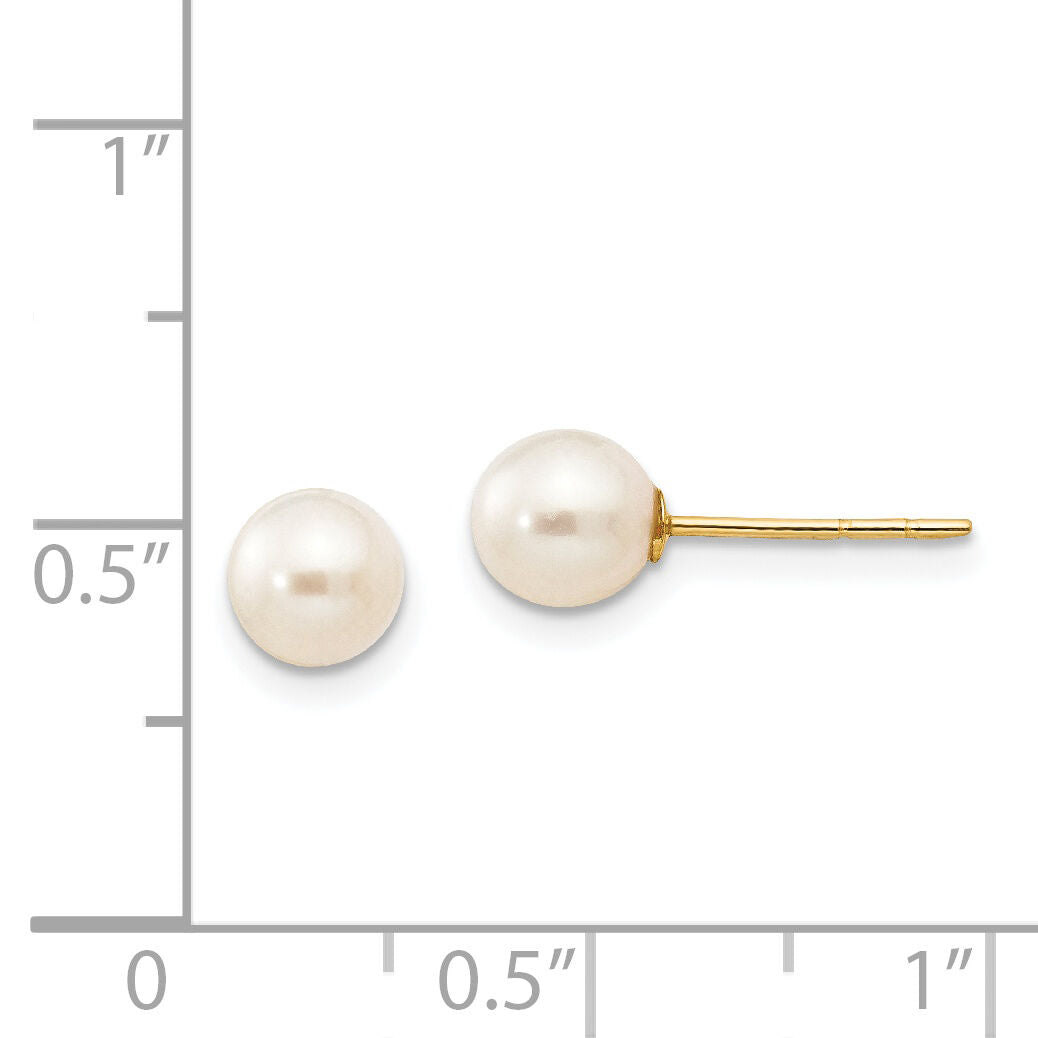 14k Madi K 5-6mm White Near Round Freshwater Cultured Pearl Post Earrings-GK416