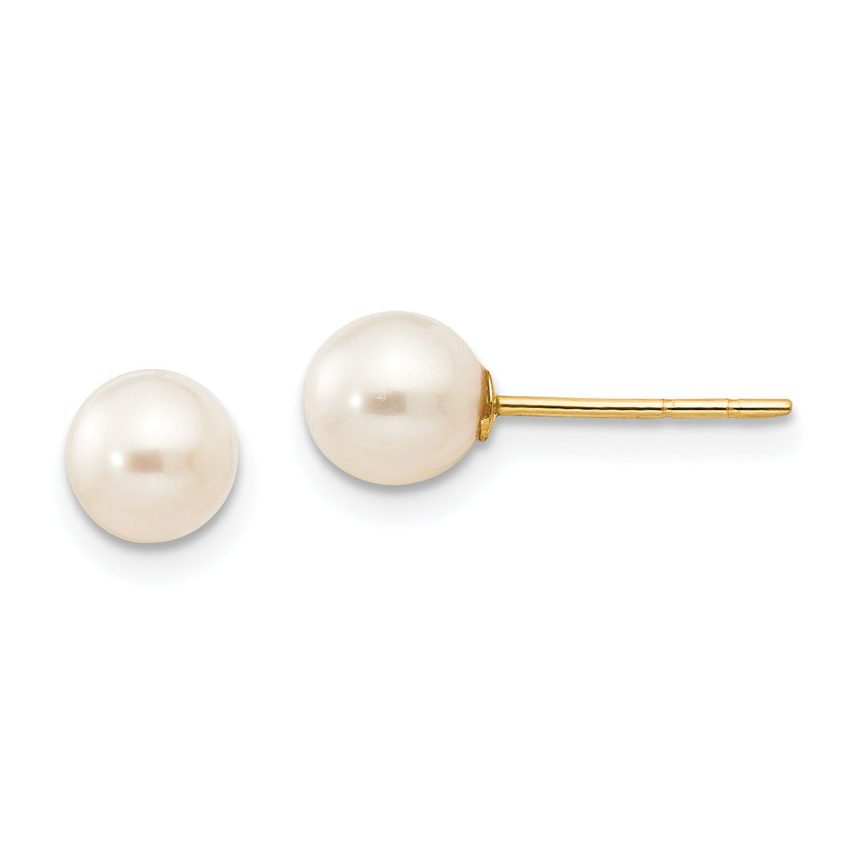 14k Madi K 5-6mm White Near Round Freshwater Cultured Pearl Post Earrings-GK416