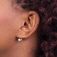 14K Madi K 4-5mm White Round FW Cultured Pearl Leverback Earrings-GK420