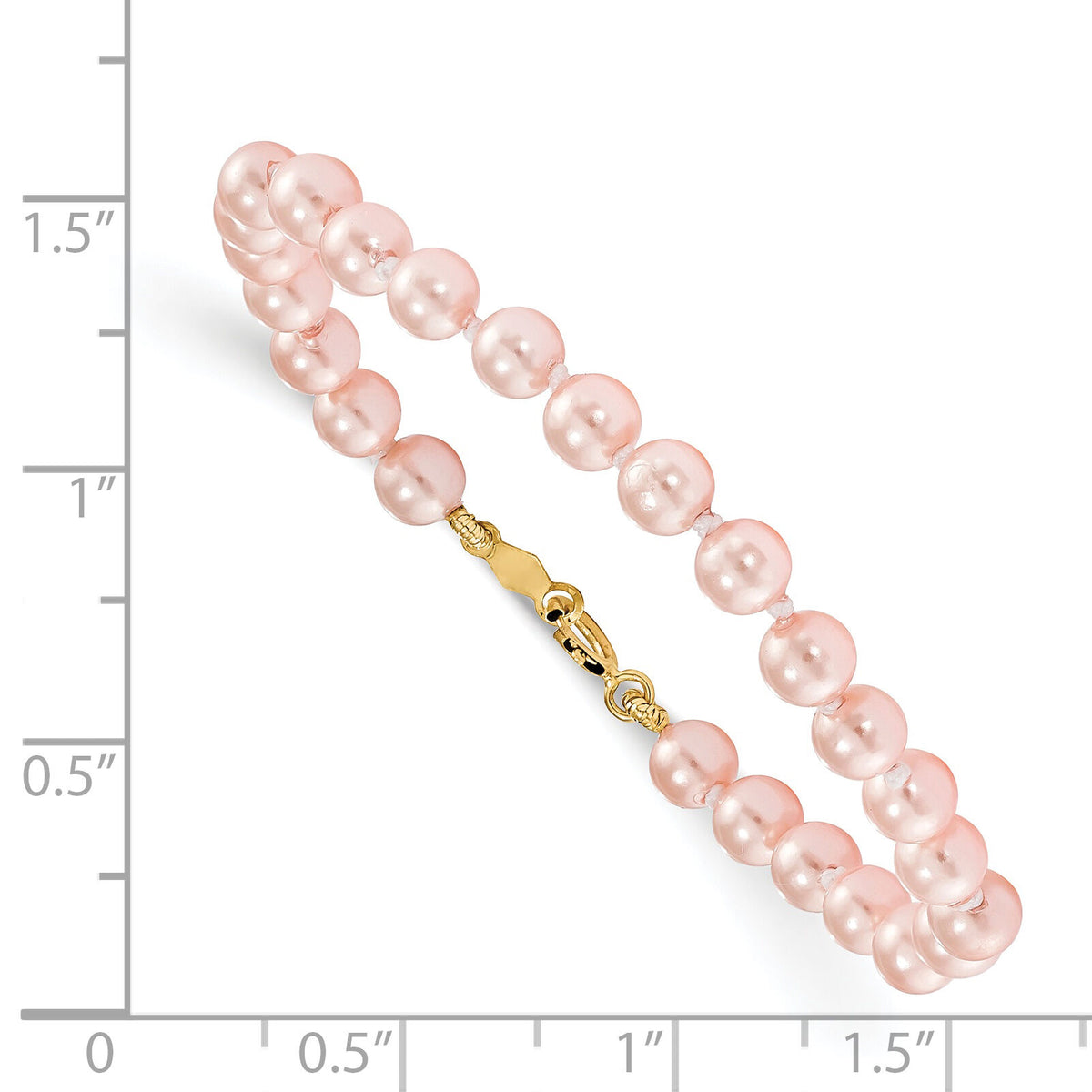 14k Madi K 4.5mm-5.5mm Pink Imitation Shell Pearl 5.25in Bracelet-GK558-5.25