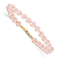 14k Madi K 4.5mm-5.5mm Pink Imitation Shell Pearl 5.25in Bracelet-GK558-5.25
