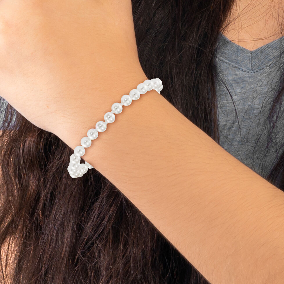 14k Madi K 4.5mm-5.5mm White Imitation Shell Pearl Bracelet-GK559-5.25