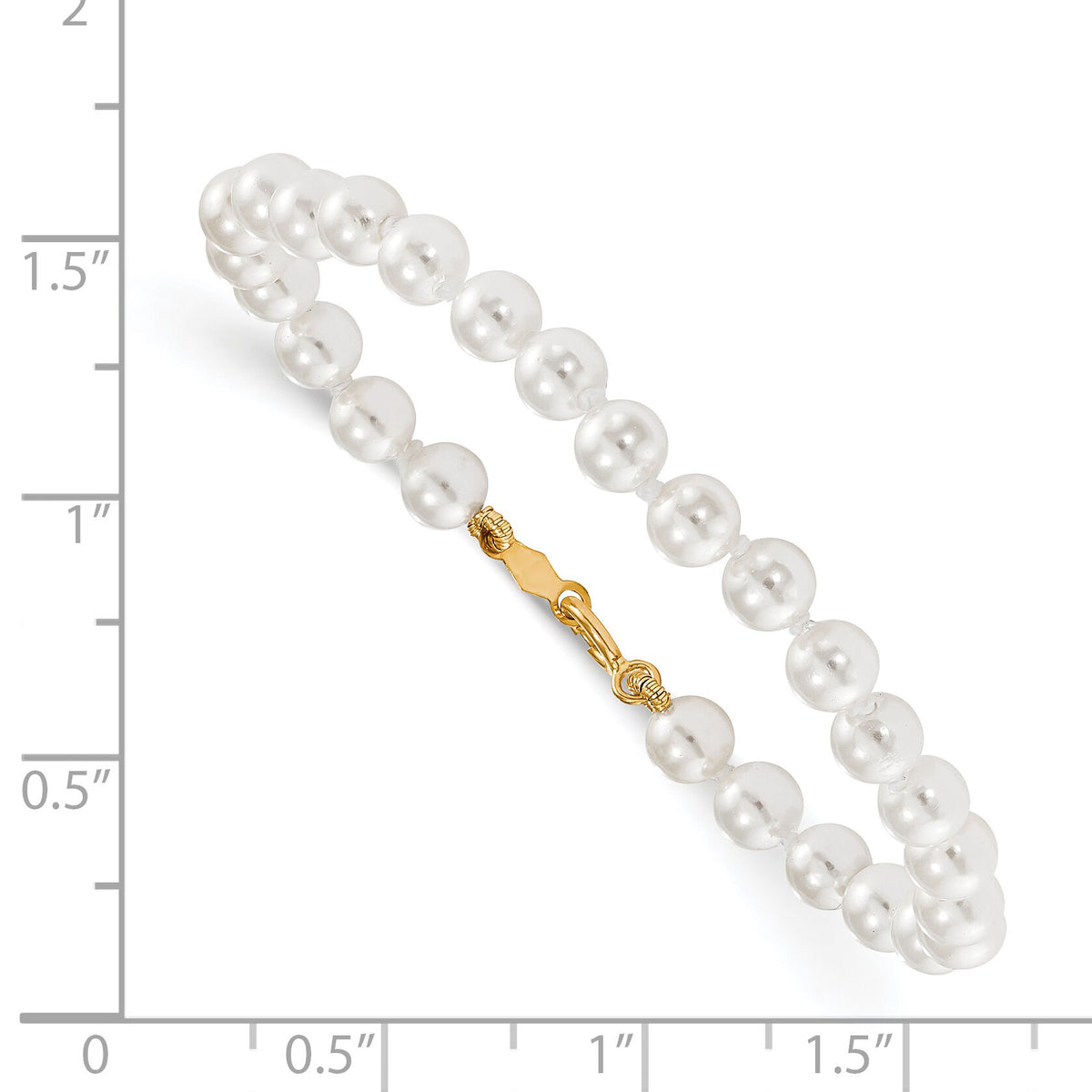 14k Madi K 4.5mm-5.5mm White Imitation Shell Pearl Bracelet-GK559-5.25