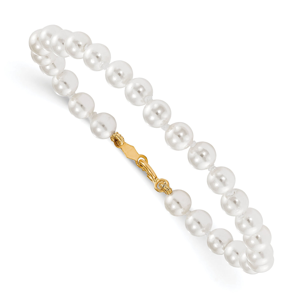 14k Madi K 4.5mm-5.5mm White Imitation Shell Pearl Bracelet-GK559-5.25