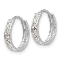 14k White Gold Madi K CZ Children's Hinged Hoop Earrings-GK650W