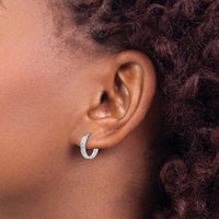 14k White Gold Madi K CZ Children's Hinged Hoop Earrings-GK650W
